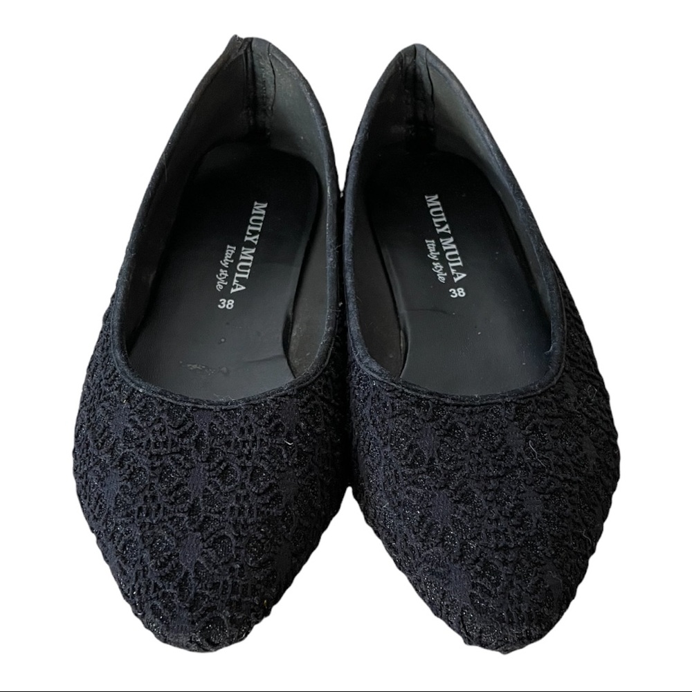Womens black flats with lace size 7